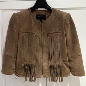 Brown suede jacket with frills size M